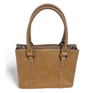 Simply‎ Noelle Structured Convertible Tote Bag Distressed Brown Buckle Crossbody